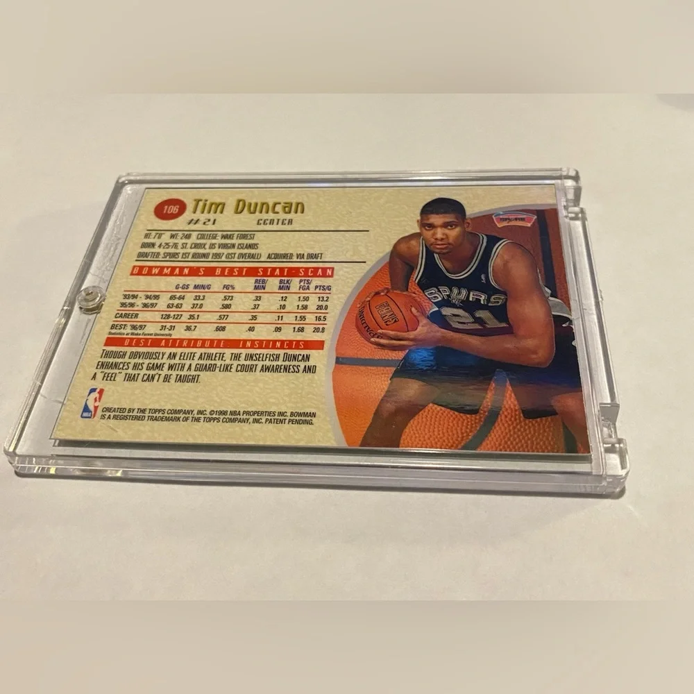 Tim Duncan 1998 Rookie Bowman's Best Basketball Cards Vintage Collectible